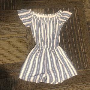 Hollister Small Blue and White Striped Romper